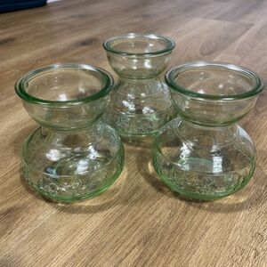 Small Glass Bulb Forcing Vase 3D Vintage Home Decor 4 inches Tall Set of 3